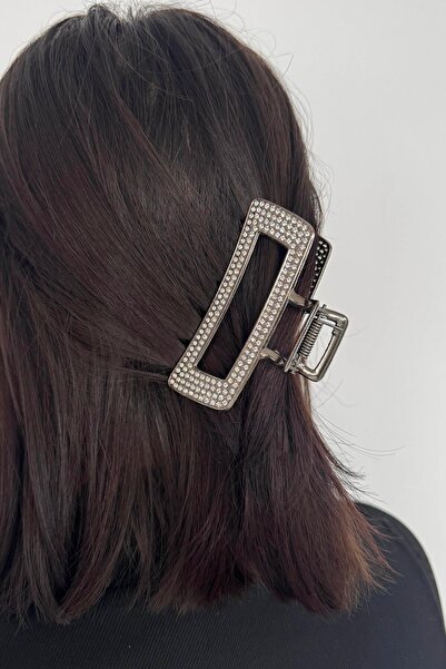 TAKIŞTIR Anthracite Color Stone Detailed Metal Latch Buckle