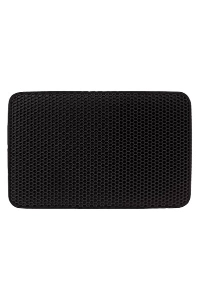 SHOPIENS Cat Litter Mat, Black, 58x37cm, 1.1cm Thick, Waterproof, Easy to Clean