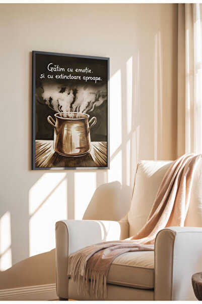 21mxm Unframed Kitchen Canvas Poster - Funny Romanian Quote - Digital Print - Gatim Cu Emotie