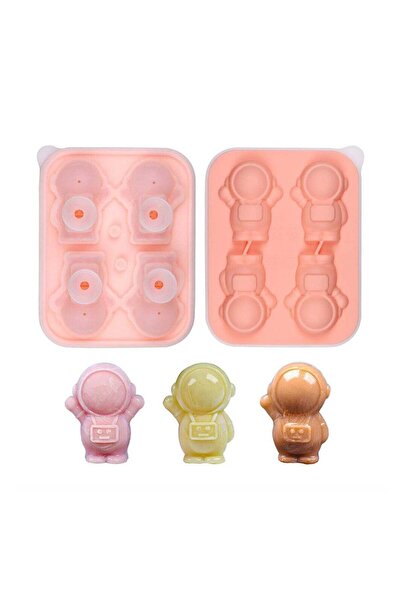 Generic Excefore Astronaut Ice Cube Mold, Cute Spaceman Shape Ice Cube Tray, 4 Astronaut Ice Balls for Chil