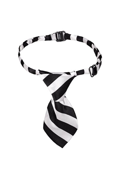 SHOPIENS Cravată pentru animale de companie, alb-negru, material sintetic