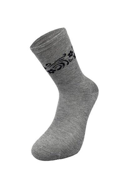 Bolero Women's Premium Stitch-Free Bamboo Conch Floral Socks Gray