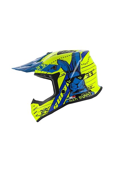SARİSSA BİSİKLET Sway 618 Bunny Children Cross Helmet Bicycle Motorcycle Enduro Helmet L Size Yellow Blue Kids Helmet