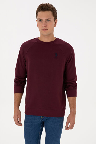 U.S. Polo Assn. Erkek Regular Fit Bisiklet Yaka Bordo Basic Sweatshirt 50308103-VR177