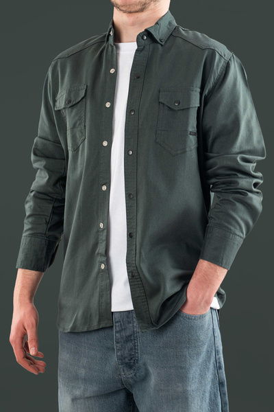 bombe Men's Slim Fit Denim Shirt