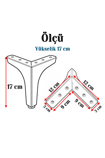 Badem10 Decor 17 cm Chrome Silver Set of 4 Metal Furniture Legs Modern Design Sofa Coffee Table Desk Tv Unit