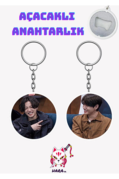 Hara Company BTS KPOP Jungkook ve Taehyung ( Taekook ) Anahtarlık Açacak Seti...
