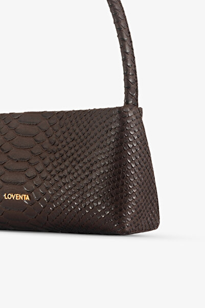 LOVENTA Snake Patterned Shoulder Bag Bitter Brown Riccel