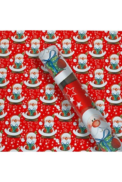 SHOPIENS Rolă de hârtie de împachetat cadouri - Design Moș Crăciun, Roșu, 300...