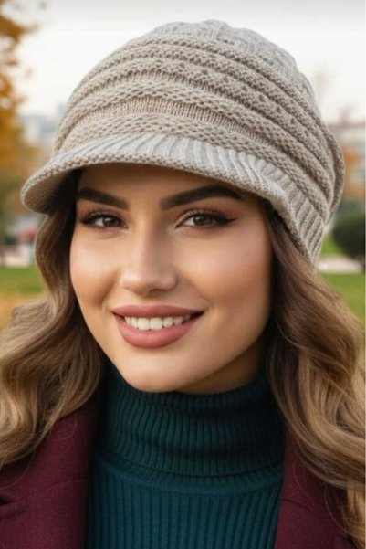 Trenderrs قبعة تريكو نسائية بطبقة مزدوجة محبوكة