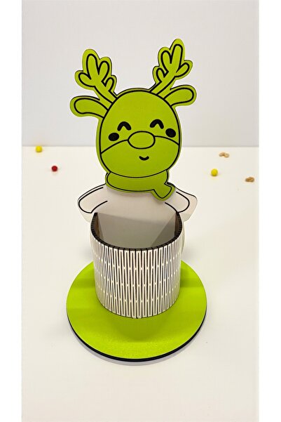 Pemina حامل أقلام على شكل غزال الرنة مصنوع من خشب MDF بسمك 3 مم