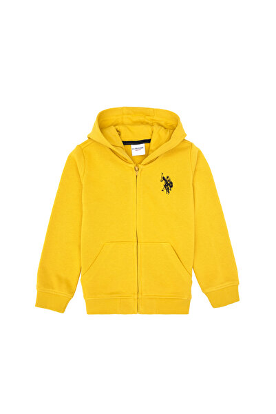 U.S. Polo Assn. Boy's Yellow Zippered Hooded Knitted Cardigan 50316706-Vr094