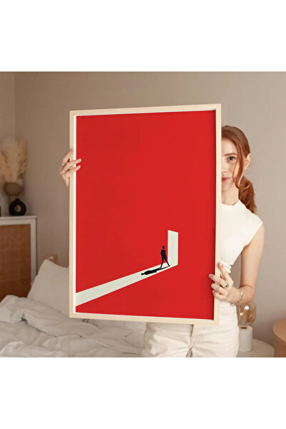 Esci Design Framed Geometric Painting - Red Abstract Painting - Minimalist Modern Painting - Geometric1001 Series