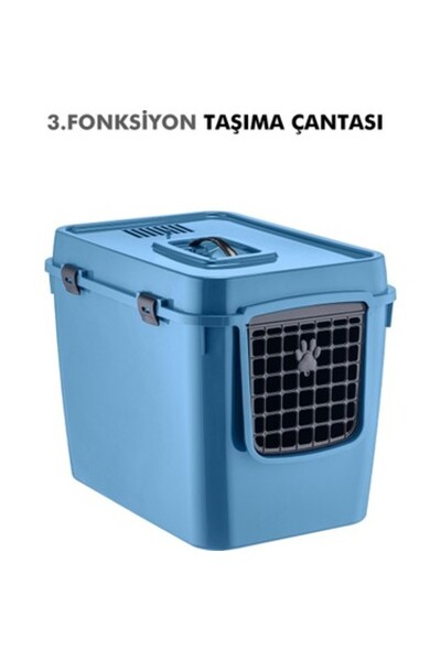 Mascot MASKOT ÜSTTEN KAPAKLI KAPALI KEDİ TUVALETİ VE TASIMA KAFESİ 3 FONSİYON...