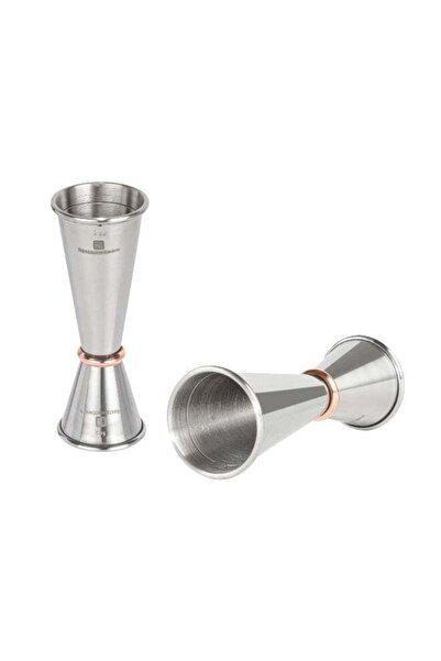 Generic Restaurantware Double Sided Jigger - Japanese Style Cocktail Jigger - 1 oz and 2 oz - Polished 18/8