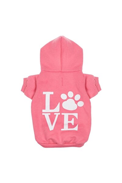 SHOPIENS Φούτερ με κουκούλα για κατοικίδια 'Love', ροζ, μέγεθος M, κουκούλα κ...