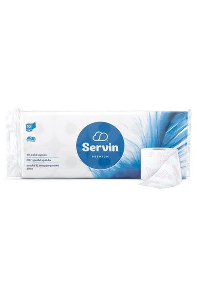 SHOPIENS Hârtie igienică Servin Premium, 10 role, 3 straturi, albă