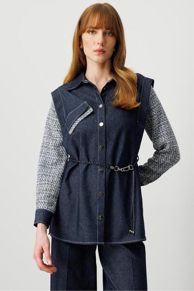 Moda İlgi MODAİLGİ Kot Gömlek Tunik 15053 Lacivert