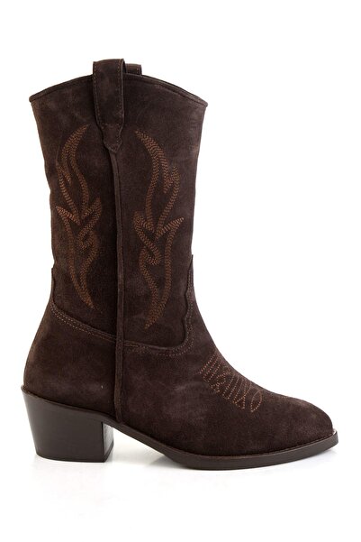 Bambi Kahve Hakiki Deri Kadın Bot & Bootie K02531255002