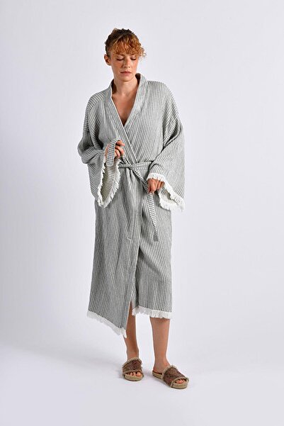 Brandsmiths كيمونو مخطط باللون الرمادي