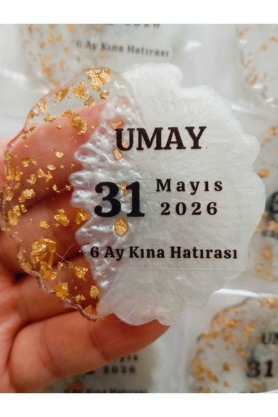 sevgiliatolyemm mutluluk getirmesi dileğiyle Beyaz Epoksi Magnet (10 Adet) Ye...
