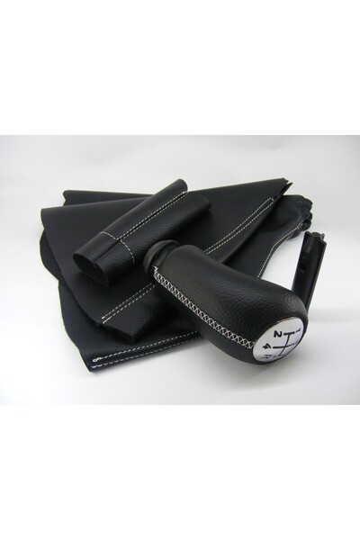 otovista Renault Fluence / Megane 3 Gear Shift Knob, Handbrake and Gear Gaiter, Handbrake Lever Leather (5 Forward-Grey)