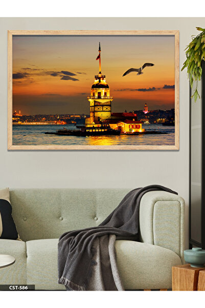 CeSht Kız Kulesi Tek Parça Ahşap Çerçeveli Tablo