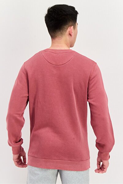 Esprit سويت شيرت رجالي بأكمام طويلة وياقة دائرية، أحمر