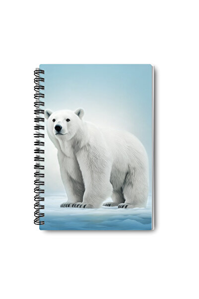qoeuyl boutique Polar Bear Winter Themed Design Wire Spiral A5 Unlined 4-Piece Souvenir, Memory, School Notebook Set