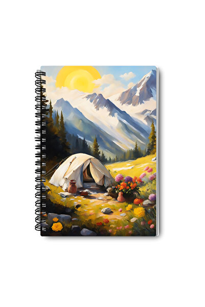 qoeuyl boutique مجموعة دفاتر ملاحظات مدرسية مكونة من 4 قطع بتصميم مناظر طبيعية ذات طابع طبيعي، مخططة بحجم A5 مع حلقات سلكية