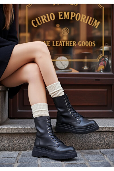 EYLÜLDEN MODA SHOES Premium Fermuarlı Kalın Taban Kışlık Kadın Bot