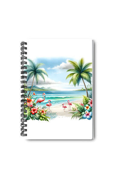 qoeuyl boutique مجموعة دفاتر ملاحظات مدرسية تذكارية من 4 قطع بتصميم ساحل استوائي، مقاس A5، مربعة الشكل