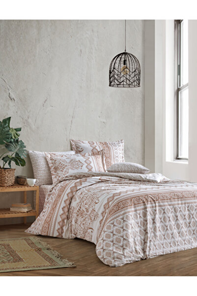 SHome bumbac 100% Set de lenjerie de pat Ranforce 200x220 cm – Gri bej Model ...