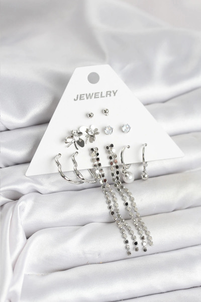 Belle Fusion أقراط نسائية من النحاس الفضي اللون من BFS، 6 أزواج