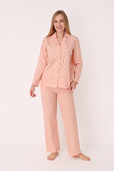 NBB 100% cotton, women's front button, shirt collar women's pajama set