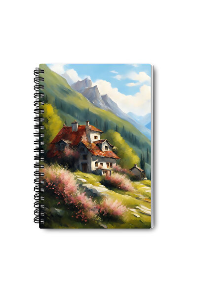 qoeuyl boutique مجموعة دفاتر ملاحظات مدرسية مكونة من 4 قطع بتصميم مناظر طبيعية ذات طابع طبيعي، مخططة بحجم A5 مع حلقات سلكية