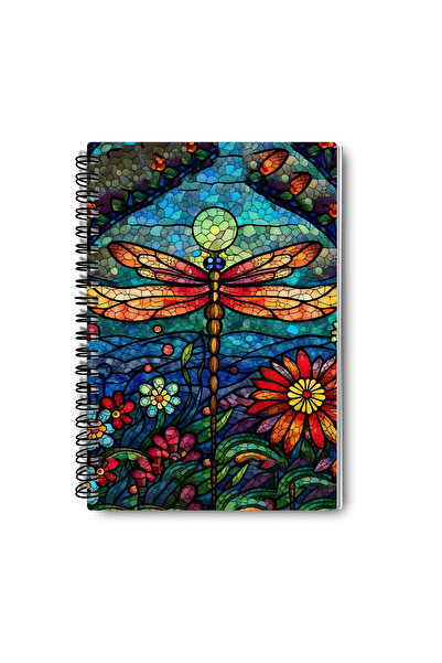 qoeuyl boutique مجموعة دفاتر ملاحظات ملونة بتصميم طيور اليعسوب، سلك حلزوني، مقاس A5، مخططة، مكونة من 4 قطع، تذكارية، للذكريات، للمدرسة