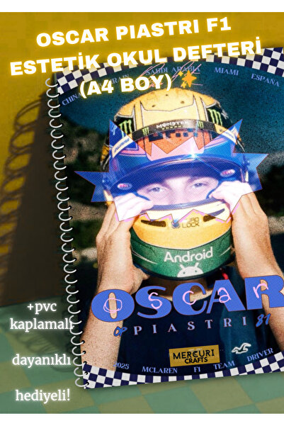 merccuri crafts Oscar Piastri A4 Spiral School Notebook 50 Sheets - Unlined-Solid-Blank Pvc Cover Waterproof