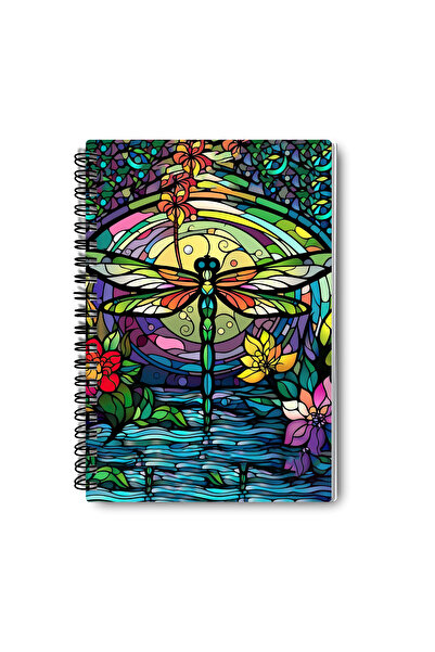 qoeuyl boutique مجموعة دفاتر ملاحظات ملونة بتصميم طيور اليعسوب، سلك حلزوني، مقاس A5، مخططة، مكونة من 4 قطع، تذكارية، للذكريات، للمدرسة