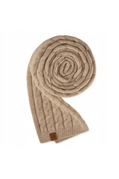 Betlewski BSD-BK-01 BEIGE Women's scarf with WINTER pattern