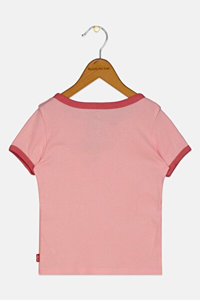 Levi's Toddlers Girl Crew Neck Short Sleeve Brand Logo Top, Pink