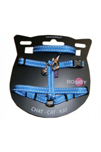 Bobby حزام أمان وسلك أزرق - مقاس XS (28 سم) للقطط