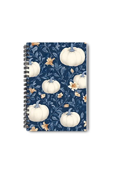 qoeuyl boutique مجموعة دفاتر ملاحظات مخططة بتصميم خريفي أزرق، مقاس A5، مكونة من 4 قطع، تستخدم كتذكار أو دفتر مدرسي