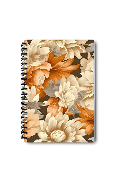 qoeuyl boutique مجموعة دفاتر ملاحظات مدرسية تذكارية من 4 قطع، تصميم زهور بيج رقم 2، مربعة A5 مع حلقات سلكية