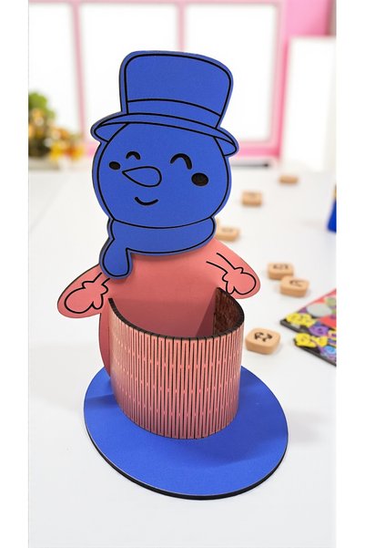 Pemina Snowman Pen Holder 3 mm Mdf Wood