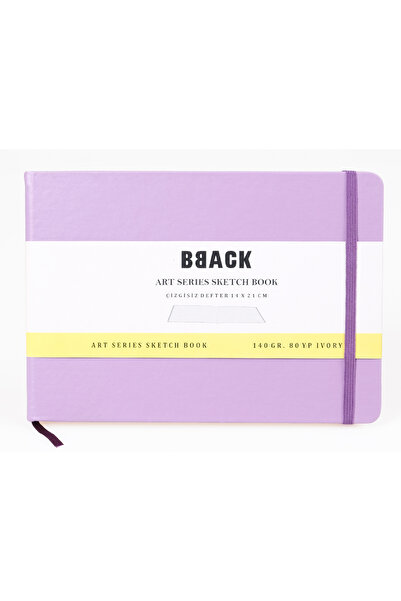 BBACK Art Collection Sketchbook 140 Gr. Unlined Ivory Paper 21X14Cm 80 Sheets. Pastel Lilac Hardcover Notebook