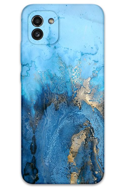 Gramaphone حافظة هاتف بنمط رخامي متوافقة مع هاتف Galaxy A03 + واقي شاشة - 5812