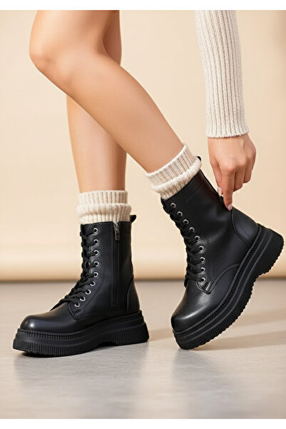 EYLÜLDEN MODA SHOES Premium Fermuarlı Kalın Taban Kışlık Kadın Bot
