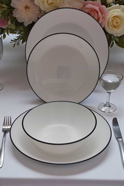 IKEA Oftast 24 Parça Siyah Fileli 6 Kişilik Yemek Takımı