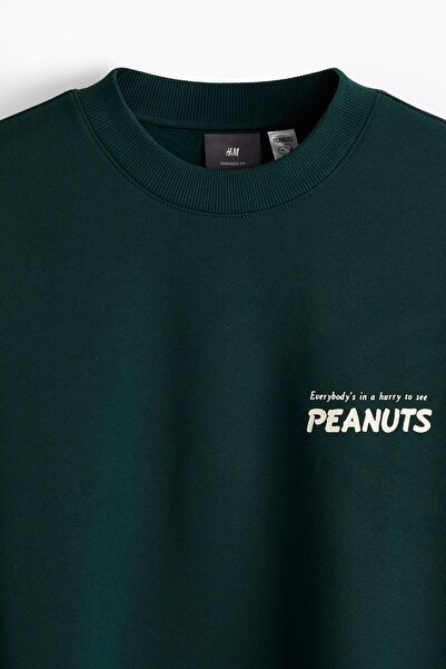 H&M Baskılı Sweatshirt Oversized Fit